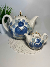 Набор чайников: доливочный и заварочный Городницкий ФЗ 1970-80гг форма Крыжановские, рос Е.З.Рудич. Картинка 4